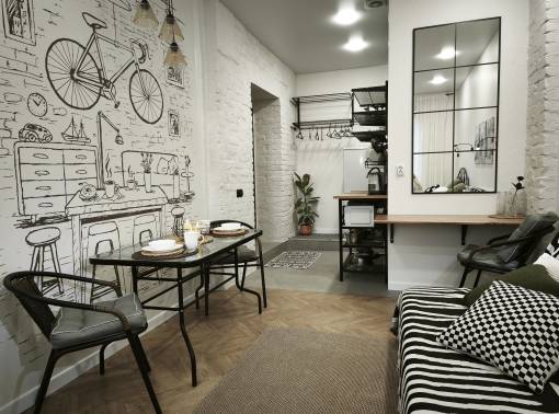 Центр. Атмосферная студия на 4-м этаже. ДЛЯ НЕКУРЯЩИХ.  - kvartirka.by